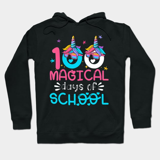 100th Day of Kindergarten For Girls 100 Magical Days Hoodie by Cristian Torres